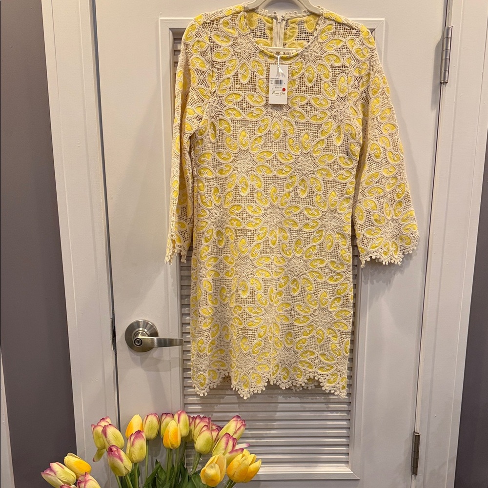 Women's Mini Dress in Yellow Lace